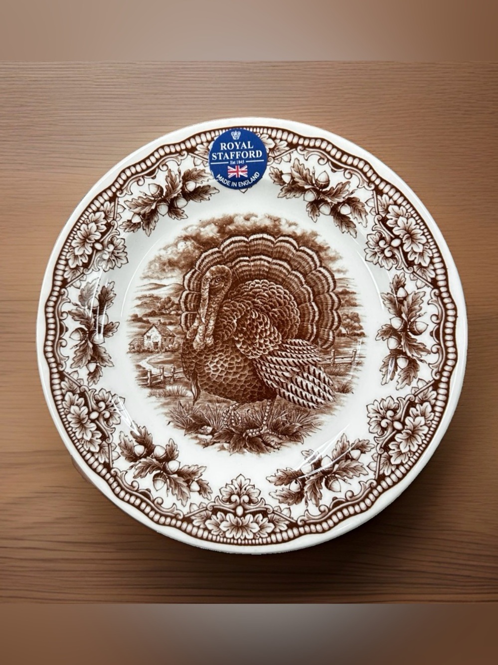 Stafford Brown and White Turkey Decorative 8” side Set-6 New Plates